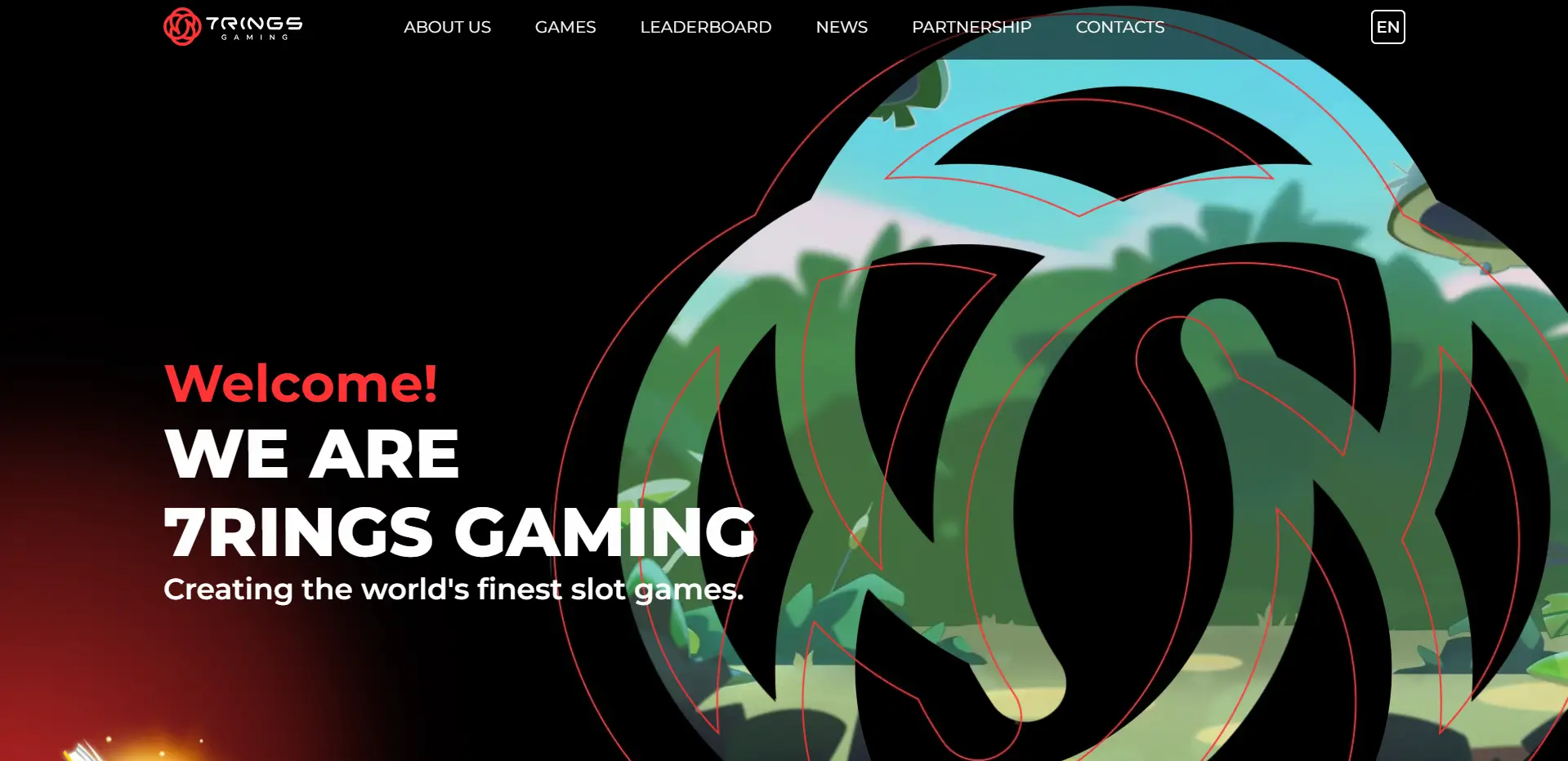 Page d'accueil de 7Rings Gaming avec les jeux et fonctions du studio